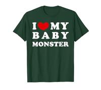 I Love My Baby Monster, J'aime Mon bébé Monstre T-Shirt, Homme, Vert Forêt, M