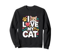 I Love My Cat Adorable Chaton en Forme de cœur avec imprimé de Pattes Sweatshirt