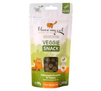 I Love My Cat Veggie Snack pour Chats - 50 g. Friandises pour Chats véganes avec protéine microbienne, sans Viande, sans céréales ni Sucre, hypoallergéniques.
