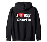 I Love My Charlie Dog Owner Amoureux des Chiens Sweat à Capuche