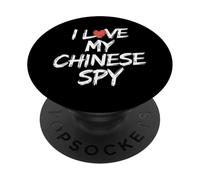 I Love My Chinese Spy Funny Political Satire PopSockets PopGrip Adhésif
