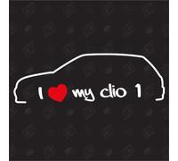 I love my Clio 1 - Autocollant compatible avec Renault - Année 1990 - 1998