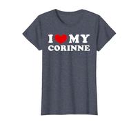 I Love My Corinne, J'aime ma Corinne T-Shirt, Femme, Bleu Chiné, L
