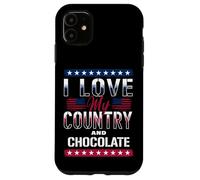 I Love My Country & Chocolate, Meme patriotique amant de chocolat Coque pour iPhone 11