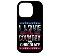 I Love My Country & Chocolate, Meme patriotique amant de chocolat Coque pour iPhone 14 Pro