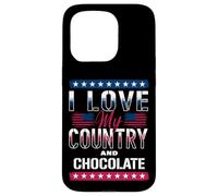 I Love My Country & Chocolate, Meme patriotique amant de chocolat Coque pour iPhone 15 Pro