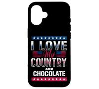 I Love My Country & Chocolate, Meme patriotique amant de chocolat Coque pour iPhone 16