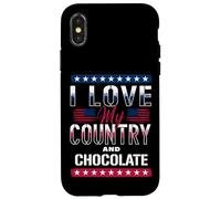I Love My Country & Chocolate, Meme patriotique amant de chocolat Coque pour iPhone X/XS