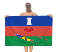 I Love My Country Serviette de plage de Nouvelle-Calédonie pré-lavée, sans rétrécissement, douce, serviette de voyage rustique, cadeau pour voyageurs, serviette de pique-nique 78,7 x 139,7 cm pour
