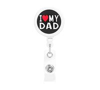 I Love My Dad Porte-badge rétractable Reel Clip Id Card Holder forNurse Student Office Worker