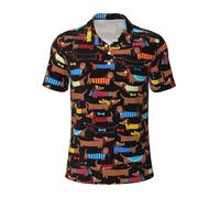 I Love My Dog Dachshunds Polo à manches courtes tendance pour homme Imprimé teckels Chemises de golf, Noir , S