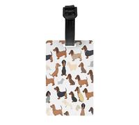 I Love My Dog Teckels - Ensemble d'étiquettes de bagage personnalisées avec sangle pour valises, sacs, kit de golf.