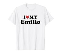 I Love My Emilio Prénom Assorti Couple T-Shirt