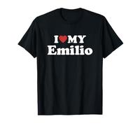 I Love My Emilio Prénom Assorti Couple T-Shirt