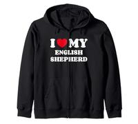 I Love My English Shepherd Chien Coeur Amour Berger Anglais Sweat à Capuche
