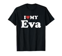 I Love My Eva Prénom Assorti Couple T-Shirt