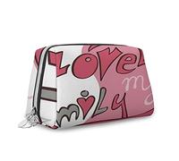 I Love My Family, trousse de maquillage, beau texte « I Love My Family », organiseur en cuir, trousse de toilette réutilisable, rose, S, Rose_1., Taille unique, Trousse de beauté