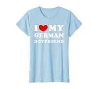 I Love My German Boyfriend, J'aime Mon Petit ami Allemand T-Shirt, Femme, Bleu Céleste, M