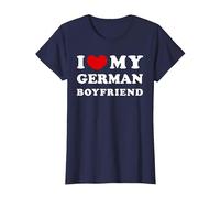 I Love My German Boyfriend, J'aime Mon Petit ami Allemand T-Shirt, Femme, Bleu Marine, XL
