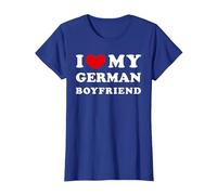 I Love My German Boyfriend, J'aime Mon Petit ami Allemand T-Shirt, Femme, Bleu Royal, L