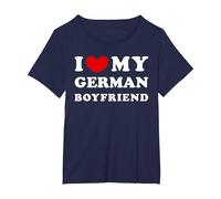 I Love My German Boyfriend, J'aime Mon Petit ami Allemand T-Shirt, Femme Grandes Tailles, Bleu Marine, 1X