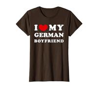 I Love My German Boyfriend, J'aime Mon Petit ami Allemand T-Shirt, Femme, Marron, XS