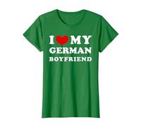 I Love My German Boyfriend, J'aime Mon Petit ami Allemand T-Shirt, Femme, Vert Kelly, XL