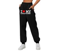I Love My Girlfriend Joggers Femmes Drôle Lettre 3D Imprimé Pantalon De Jogging Hip Hop Casual Cordon De Serrage Pantalon De Survêtement Pantalon