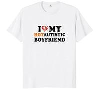 I Love My Hot Autistic Boyfriend/Girlfriend Things T-Shirt Drôle Lettre Impression 3D Manches Courtes Col Rond Casual Tee Shirts Tops pour Femmes Hommes