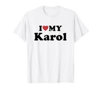I Love My Karol Prénom Assorti Couple T-Shirt