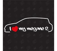 I love my Megane 2 - Autocollant compatible avec Renault - Année 2002 - 2009