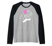 I Love My Papa Funny Father Dad Daddy Cœur et Moustache Manche Raglan