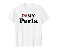 I Love My Perla Prénom Assorti Couple T-Shirt