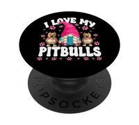 I Love My Pitbull GNOME for Girls and Pitbull Rescue Mom PopSockets PopGrip Adhésif