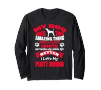 I Love My Plott Hound Dog Funny Puppy Lover Manche Longue