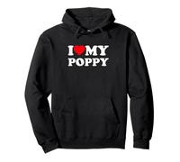 I Love My Poppy Heart Family Grandpa Sweat à Capuche
