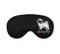 I Love My Pug2 Sleep Eye Mask Soft Eye Covers Blocking Lights Bandeau avec sangle réglable pour la sieste de voyage