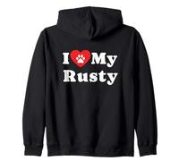 I Love My Rusty Dog Owner Amoureux des Chiens Sweat à Capuche