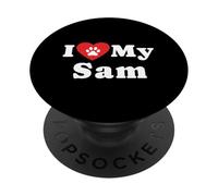 I Love My Sam Dog Owner Amoureux des Chiens PopSockets PopGrip Adhésif