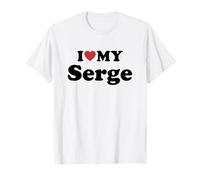 I Love My Serge Prénom Assorti Couple T-Shirt