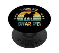 I Love My Shar-Pei Silhouette de Chien rétro Vintage PopSockets PopGrip Adhésif