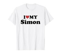 I Love My Simon Prénom Assorti Couple T-Shirt