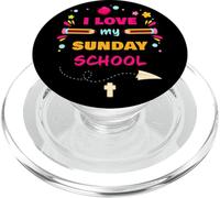 I Love My Sunday School - Christian Church Teacher & Girls PopSockets PopGrip pour MagSafe