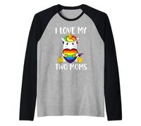« I Love My Two Moms Cute LGBT Gay Ally Unicorn Girls Kids » Manche Raglan