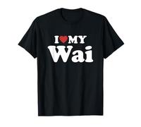 I Love My Wai Prénom Assorti Couple T-Shirt