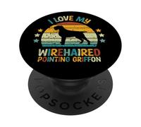 I Love My Wirehaired Pointant Griffon - Vintage Retro Sunset PopSockets PopGrip Adhésif