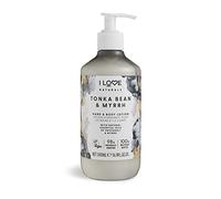 I LOVE Naturals Tonka Bean & Myrrh Lait Corps & Mains Nourrissant, Hydratant Végan aux Huiles Essentielles de Patchouli & Myrrhe, Beurre de Karité & Huile de Coco, Peau Douce & Lisse, Naturel 500ml