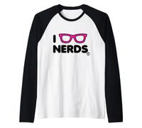 I Love Nerds Funny Glasses Manche Raglan