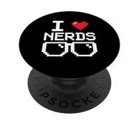 I Love Nerds I Heart Nerds for Science Book Knowledge Geeks PopSockets PopGrip Adhésif