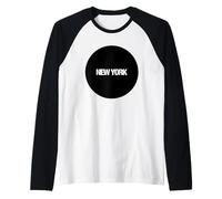 I Love New York City, New York in Black Circle Illustration Manche Raglan